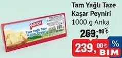 ANKA TAM YAĞLI TAZE KAŞAR PEYNİRİ 1000 G